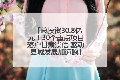 总投资30.8亿元！30个重点项目落户甘肃崇信 驱动县域发展加速跑